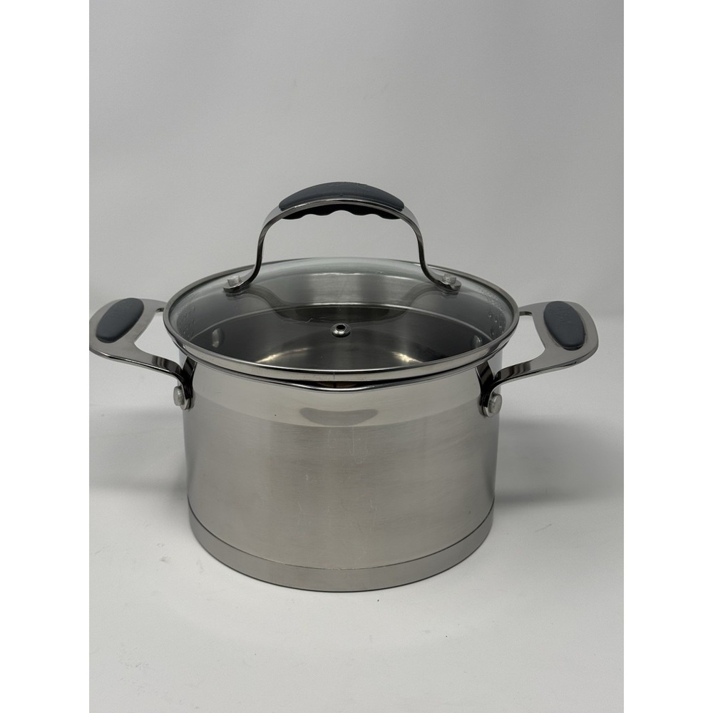 David Burke Restauranteur 3 Qt Stainless Steel Strainer Stock Pot with Glass Lid